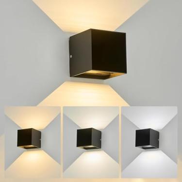 Imagem de LANFU Iluminação regulável 3 cores 2700K|3500K|6000K arandela de parede LED para luminária externa, luzes de jardim de casa luzes de parede para porta frontal à prova d'água (1 pacote)