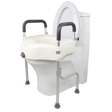Imagem de Assento Vaso Sanitário Elevado Com Barras Laterais Suporte (Branco)