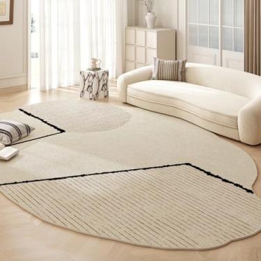 Imagem de Tapetes estilo creme irregular para sala de estar, tapete macio e fofo, decoração de quarto de luxo, linha de carpete, tapete grosso de pelúcia para estudo (200x250 cm/D)