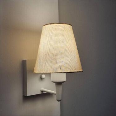 Imagem de Arandela Quadrada Md-2034 Branco Cúpula Em Tecido Cone Linho Bege - Bivolt