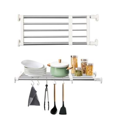 Imagem de Baoyouni Prateleira de tensão expansível organizador de armário de roupas rack ajustável DIY separador de guarda-roupa marfim, 40 a 60 centímetros