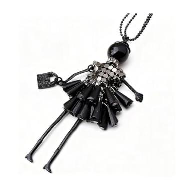 Imagem de OSCCI Colar de boneca de cristal Paris para mulheres, vestido bonito feito à mão com pingente de corrente longa, bijuteria de formatura, Metal, Sem Pedra Preciosa