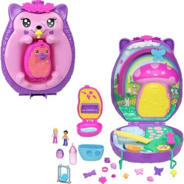 Imagem de Polly Pocket Conjunto de Brinquedo Compacto Mundo Surpresa Ouriço Mamãe e Bebê para crianças a partir de 4 anos