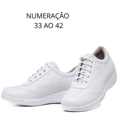 Imagem de Tênis Anabela Feminino Casual Sapatenis Branco Confortável Enfermagem 