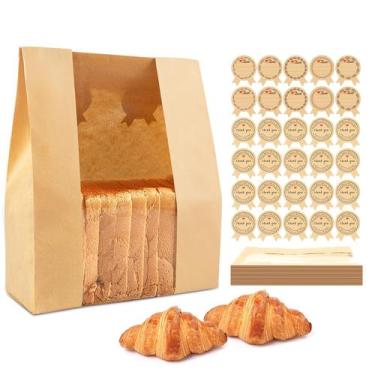 Imagem de Sacos de pão KEQ para pão caseiro com janela 100 unidades