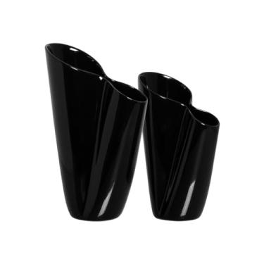 Imagem de Dupla Vasos Decorativos de Cerâmica Antúrios Preto Clássico