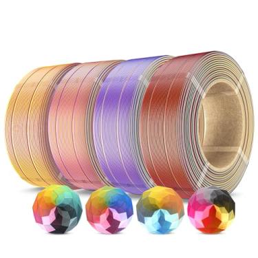 Imagem de SUNLU Pacote de refil de filamento PLA de cor quádrupla de 500 g, filamento de impressora 3D PLA Plus sem carretel, 4 pacotes, compatível com impressoras 3D Bambu Lab, 0,5 kg/rolo, total de 4 cores
