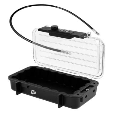 Imagem de ZLHETWT Cofre portátil, caixa de segurança com combinação de 4 dígitos com corda de arame removível, impermeável, praia, viagem, cofre para viagem, praia, hotel, carro, casa, escritório, caixa de