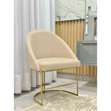 Imagem de Kit Poltronas Decorativa Lua Sala de Jantar Base Industrial Dourada