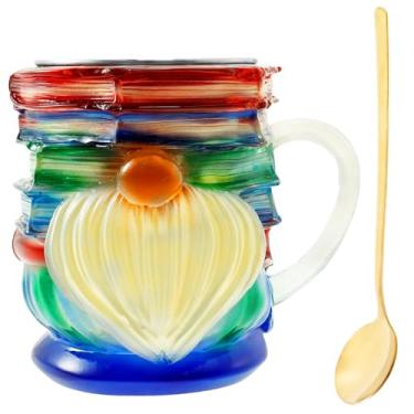 Imagem de Caneca de livro pintada em 3D, caneca de café de pilha de livros exclusiva, xícara de café de pão com colher, leve, pintada em 3D, caneca de café empilhada, pode ser lavada na lava-louças, presente