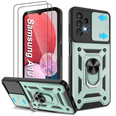 Imagem de Capa para Galaxy A13-4G, capa para Samsung Galaxy A13 4G com [2 peças] protetor de tela HD, resistente à prova de choque com suporte de rotação de 360° [grau militar] capa protetora para A13 4G, verde