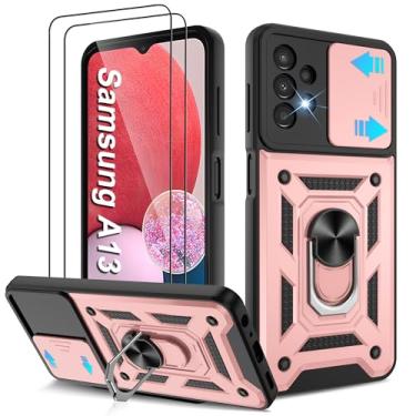 Imagem de Capa para Galaxy A13-4G, capa para Samsung Galaxy A13 4G com [2 peças] protetor de tela HD, resistente à prova de choque com suporte de rotação de 360° [grau militar] capa protetora para A13 4G, ouro