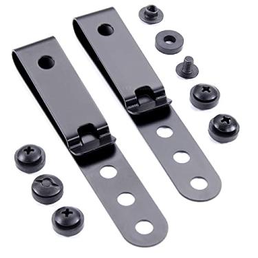 Imagem de [Pacote com 2 com ferragens] Clipe de cinto de metal universal HolsterSmith para fabricação de coldre, bainhas de faca, capas de celular - (3 furos) - (Preto) - EUA