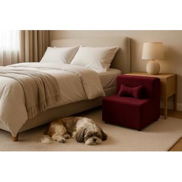 Imagem de Escadinha Pet 2 Degraus Gato e Cachorro Ideal Sofá, Cama Espumada com Osso incluso- Cor Terra Cota