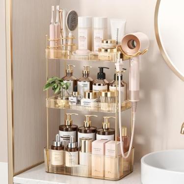 Imagem de Weidace Organizador de balcão de banheiro, bandeja de grande capacidade, organizador de prateleira, armazenamento de fácil montagem para banheiro, embaixo da pia, armário e organização de armários