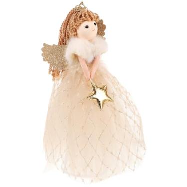 Imagem de ABOOFAN Topo de árvore de Natal anjo topo de árvore de Natal enfeite de anjo dourado glitter decoração de topo de árvore de natal estatueta de anjo para shopping de férias
