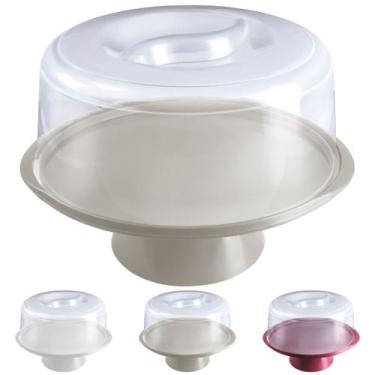 Imagem de Boleira com Pé e Tampae Trava Prato 33cm para Bolo, Doce, Sobremesa, D