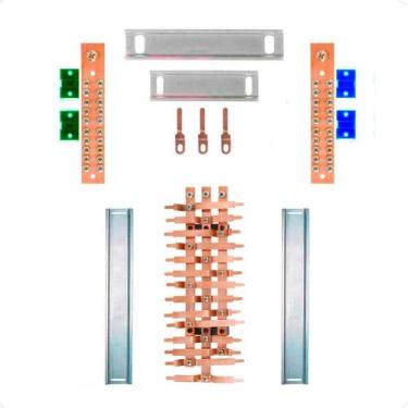 Imagem de Kit Barramento Trifásico 80A para 28 Circuitos com Placa de Policarbon