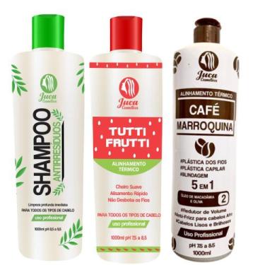 Imagem de Kit 5 Ativo Progressiva Café E Tutti Frutti + Shampoo 1l - Juca Cosmét