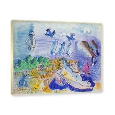 Imagem de Moldura de champanhe. Impressões Raoul Dufy, (Ceres à beira-mar), pôster de viagem vintage, arte impressionista, imagem de arte de parede em tela para decoração de casa. 40 x 48 cm - 15,7 x 18,9 pol