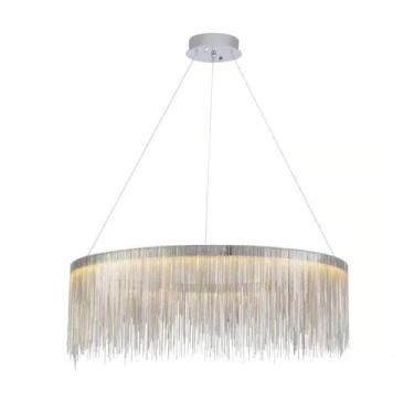 Imagem de Lustre de cristal Lustre de cristal redondo com borla e corrente Lustre de metal com tira LED 3 Luzes pendentes reguláveis Luminária pendente criativa de luxo ajustável para sala de estar, q