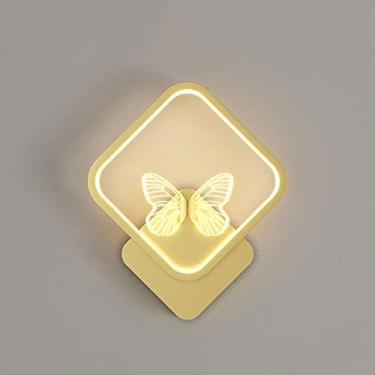 Imagem de Luminária de parede LED quadrada para iluminação interna, luminária de parede moderna de 15 W para decoração de casa, luminária de parede moderna em formato de borboleta para sala de estar,