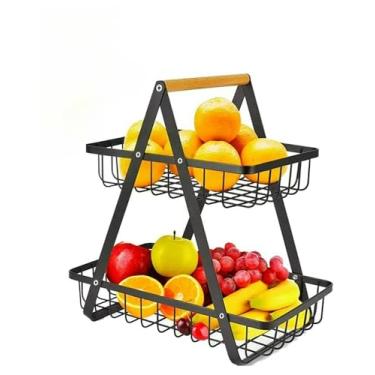 Imagem de Fruteira De Mesa Com 2 Andares Dupla Cesto De Frutas Aramado Metal Organizador Frutas Legumes(2PCS)