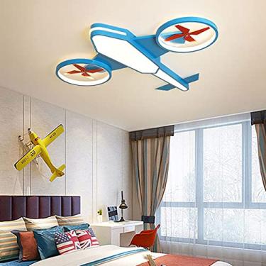 Imagem de Luminária pendente moderna LED, controle remoto, lustre moderno LED, luz infantil, azul, bebê, casa, luzes, compatível com quarto, avião, quarto de criança - luminária de lustre de aeronave
