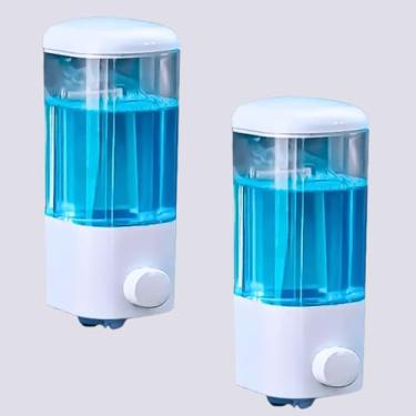 Imagem de 2 Unid Porta Sabonete Liquido, Dispenser de Parede Multiuso para Sabonete Líquido, Álcool em Gel e Xampu, Branco e Transparente, com Suporte para Fixação