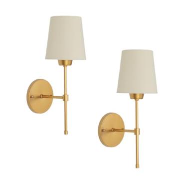 Imagem de Kit de 2 Arandelas de Parede com Cúpula de Tecido, Luminária Rústica para Área Externa, Varanda e Sala