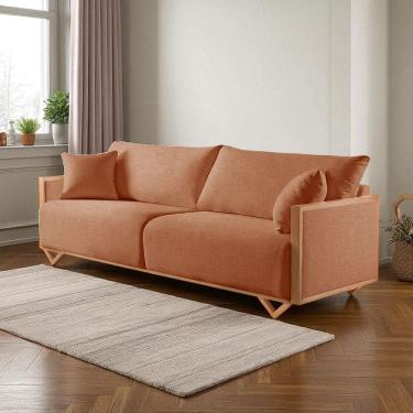 Imagem de Sofá Fixo Lara 4 Lugares Luxo 2,90m Castellar Móbile Linho Terracota