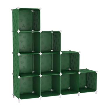 Imagem de UNKU Estante de prateleira aberta, organizador de armazenamento de 10 cubos, prateleira de exibição de 30 cm para CDs de livros, estante de livros DIY, prateleira de armazenamento ajustável para