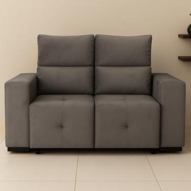 Imagem de Sofá Retrátil Reclinável 2 Lugares 140 CM Cancun em Veludo Pavia Diversas Cores Sala Estar Elegante - AV (CINZA)