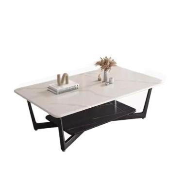 Imagem de URGDWEKJY Mesa de centro de luxo de ardósia para sala de estar, casa, mesa de chá de camada dupla, simples, mesas de café para sala de estar e quarto