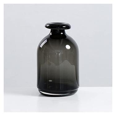 Imagem de Vasos de flores decorativos nórdico preto transparente vidro arranjo de flores decorativas decorativas de mesa flores secas ornamentos de mesa vasos de flores decorativos para sala de estar
