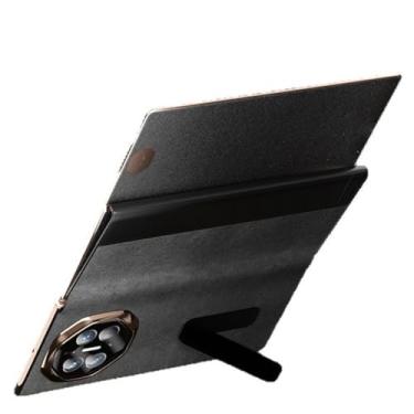 Imagem de LYJSMGZ Capa de couro para Huawei Mate XT, suporte oculto galvanizado, protege a janela de visualização da câmera, capa fina para telefone comercial, preta, Mate XT