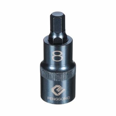 Imagem de HARFINGTON Soquete hexagonal de impacto de 1/5.1 cm H8 (8 mm) métrico 5,6 cm de comprimento S2 soquetes de aço 6 pontos para adaptador de furadeira elétrica, azul