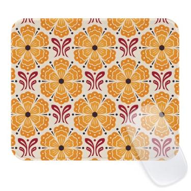 Imagem de Seorsok Tapete de mouse floral elegante florescendo, mouse pads texturizados premium para laptop de escritório, tapetes de mouse quadrados laváveis fofos com bordas costuradas estendidas base de