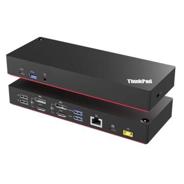 Imagem de ThinkPad 40AF0135 híbrido universal USB-C com adaptador USB-A estação de ancoragem para portáteis Lenovo, monitor duplo, vem com cabo HDMI 4K ITSPWR cabo DP pano de limpeza