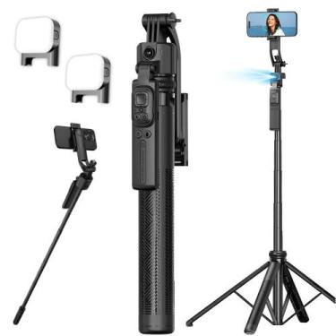 Imagem de Bastão Gimbal Selfie C17 Dual LED Rastreamento IA Controle - Mamen