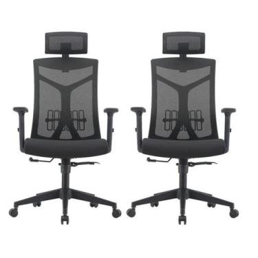 Imagem de Kit 2 Cadeiras Escritório Presidente Nr17 Office Lugano Preto - Espres