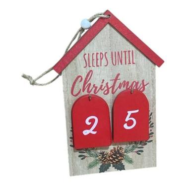 Imagem de Calendário Decorativo Casinha Natalino em Madeira - 20cm - Tok da Casa