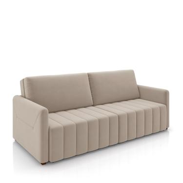 Imagem de Sofá-Cama Decorativo Retrátil Thanos 2 Lugares 220cm Veludo Bege G45 - Gran Belo