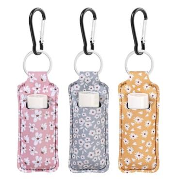 Imagem de COOKOOKY Porta-chaves para batom, batom, batom, protetor labial fofo, porta-chaves com clipe, Flor nº 2, middle