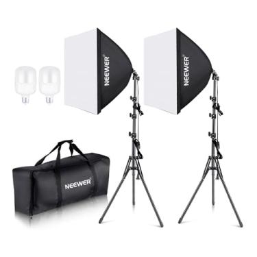 Imagem de Kit Softbox Neewer Pacote com 2 Lâmpada para Estúdio Fotografia Preto, Tricolor 85W Equivalência de 700W, Plug Tomada Padrão Us
