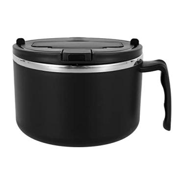 Imagem de Tigela rápida de ramen de 1200 ml com tampa filtrável, tigela de macarrão de aço inoxidável com colher pauzinhos sem BPA, tigela de cozimento de ramen sem BPA, com alça para lava-louças, para