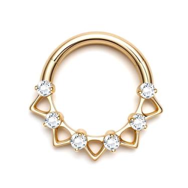 Imagem de BodyBonita Anéis de septo 16G rosa/vermelho/verde/zircônia transparente, argolas de nariz de titânio G23, clicker de joias de septo, piercings de hélice de concha Tragus Rook Daith para mulheres e