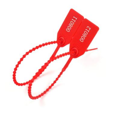 Imagem de 100 peças de vedação de plástico, laços de zíper numerados para extintores de incêndio, caixa médica, etiquetas de segurança de puxar Tite Gravata descartável com travamento automático de 250 mm de