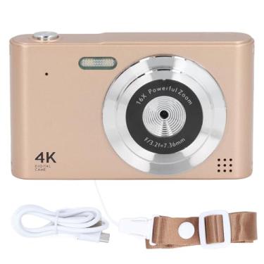 Imagem de Câmera digital HD vintage 4K 6.1 cm 48MP 16X Zoom sem trepidação para fotografia, gravação de vídeo e viagens (dourada)