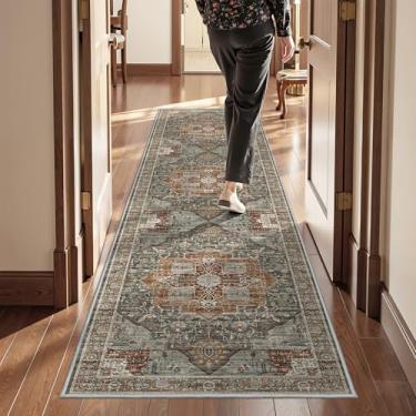Imagem de Restydon Tapete de corredor de cozinha antiderrapante lavável 6 x 20 cm, tapete de entrada macio para corredores, corredor de carpete para sala de estar, cozinha, lavanderia, banheiro (cinza/marrom